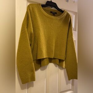 Forever 21 Mustard Gold Cropped Slits Sweater